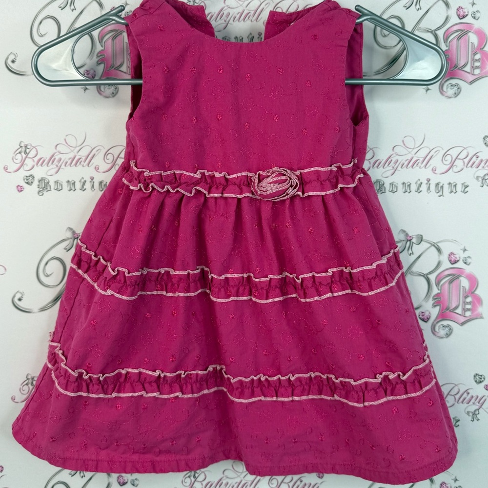 Lemon kiss dress kids toddler embroidered bow Charming Pink Ruffle Kids Dress